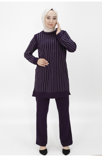 Ensemble Deux Fils Tissu Deux Fils Imprimé Pierre 71187-03 Pourpre 71187-03
