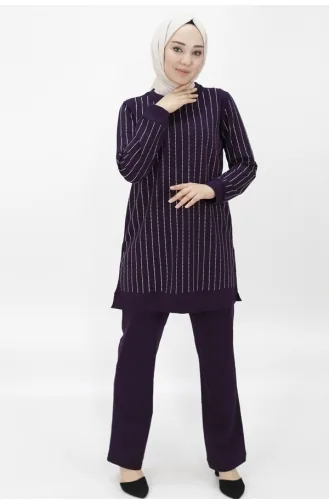 Ensemble Deux Fils Tissu Deux Fils Imprimé Pierre 71187-03 Pourpre 71187-03