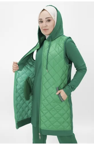 İki İplik Kumaş Yelekli Üçlü Takim 70060-02 Yeşil