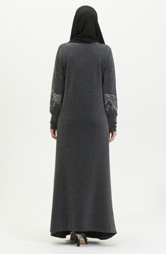 Silbernes Abendkleid Mit Steindruck 0422-03 Anthrazit 0422-03