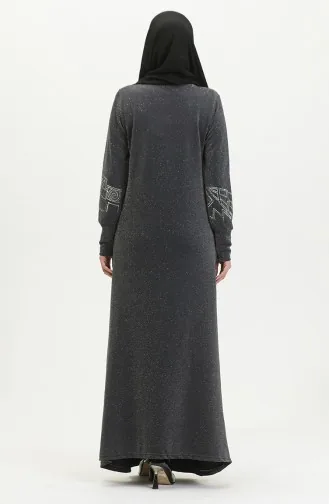 Silbernes Abendkleid Mit Steindruck 0422-03 Anthrazit 0422-03