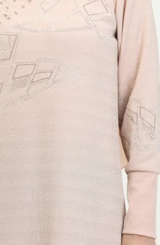 Robe De Soirée Argentée Imprimé Pierre 0422-06 Beige 0422-06