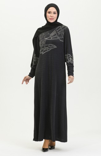 Robe De Soirée Argenté Imprimé Pierre 0422-01 Fumé 0422-01