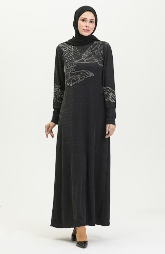 Robe De Soirée Argenté Imprimé Pierre 0422-01 Fumé 0422-01