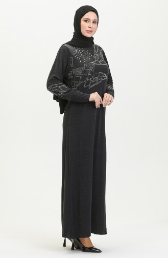 Robe De Soirée Argenté Imprimé Pierre 0422-01 Fumé 0422-01