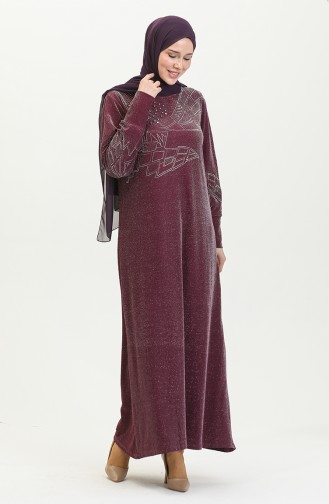 Silbernes Abendkleid Mit Steindruck 0422-02 Pflaume 0422-02