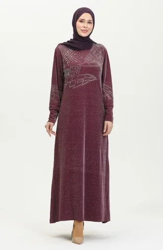 Silbernes Abendkleid Mit Steindruck 0422-02 Pflaume 0422-02