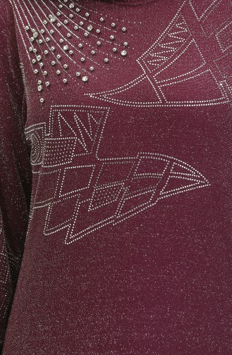 Silbernes Abendkleid Mit Steindruck 0422-02 Pflaume 0422-02
