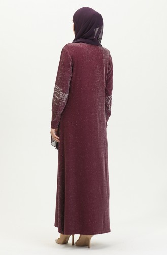 Silbernes Abendkleid Mit Steindruck 0422-02 Pflaume 0422-02