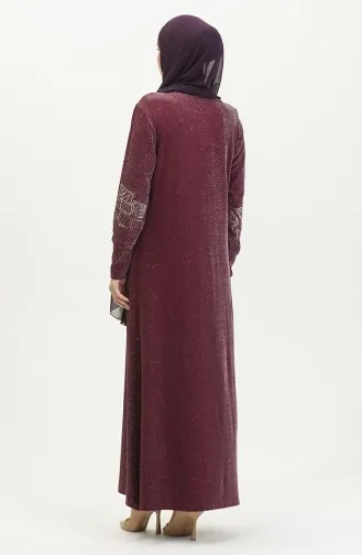 Silbernes Abendkleid Mit Steindruck 0422-02 Pflaume 0422-02