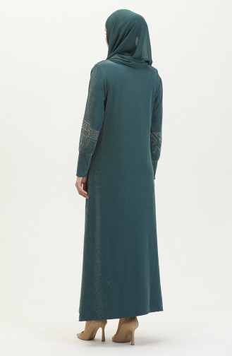 Silbernes Abendkleid Mit Steindruck 0422-05 Petrol 0422-05