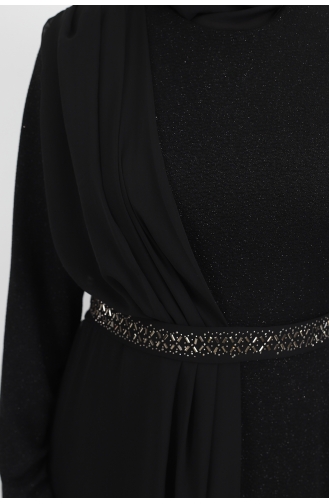 Robe De Soirée Cape Hijab Tissu Lurex 4277-01 Noir 4277-01
