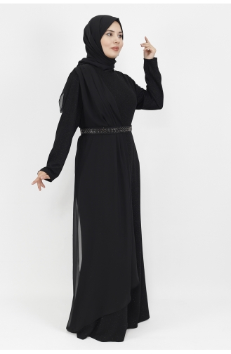 Robe De Soirée Cape Hijab Tissu Lurex 4277-01 Noir 4277-01