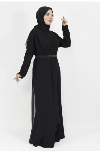 Robe De Soirée Cape Hijab Tissu Lurex 4277-01 Noir 4277-01