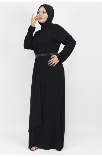 Robe De Soirée Cape Hijab Tissu Lurex 4277-01 Noir 4277-01