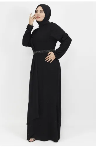 Robe De Soirée Cape Hijab Tissu Lurex 4277-01 Noir 4277-01