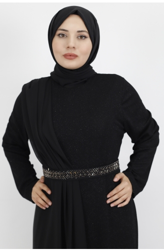 Robe De Soirée Cape Hijab Tissu Lurex 4277-01 Noir 4277-01