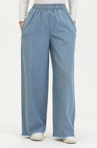 Jeanshose Mit Weitem Bein Und Elastischem Bund 5264-03 Hellblau 5264-03