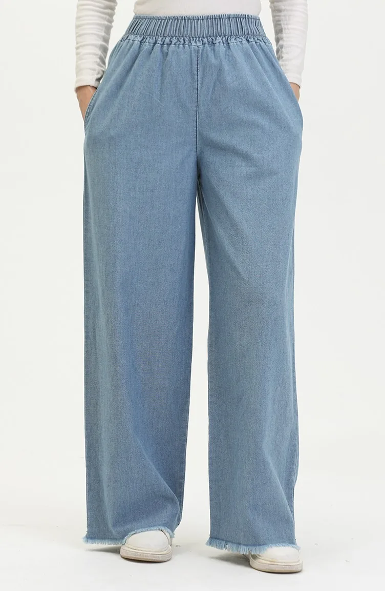 Jeanshose Mit Weitem Bein Und Elastischem Bund 5264-03 Hellblau 5264-03