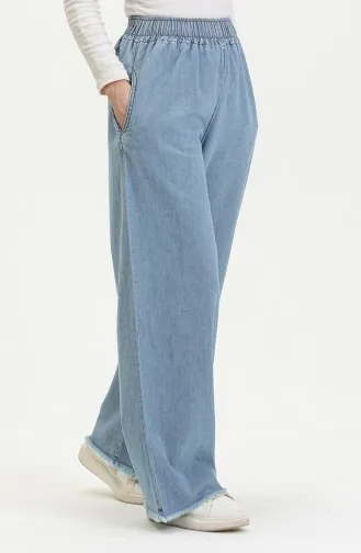 Jeanshose Mit Weitem Bein Und Elastischem Bund 5264-03 Hellblau 5264-03