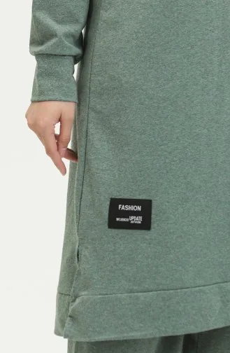 Ensemble Double Pantalon Tunique Sport Fendue à Deux Fils 0293-03 Vert 0293-03