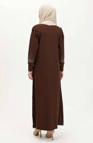 Jurk Met Steenprint 0406-07 Donkerbruin 0406-07
