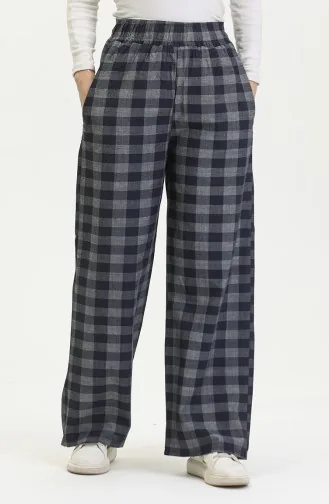 Jeanshose Mit Elastischem Bund Und Kariertem Muster 2734-02 Marineblau 2734-02