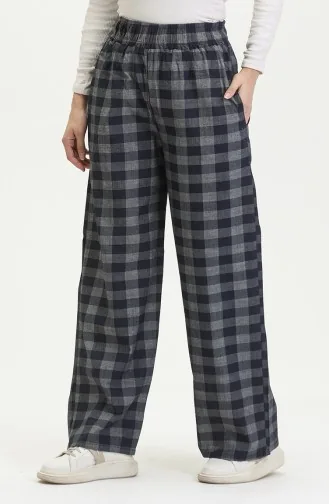 Jeanshose Mit Elastischem Bund Und Kariertem Muster 2734-02 Marineblau 2734-02