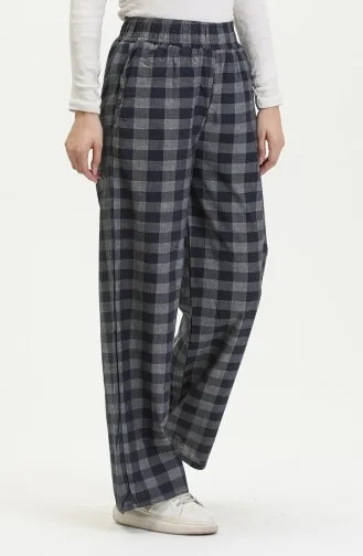 Jeanshose Mit Elastischem Bund Und Kariertem Muster 2734-02 Marineblau 2734-02