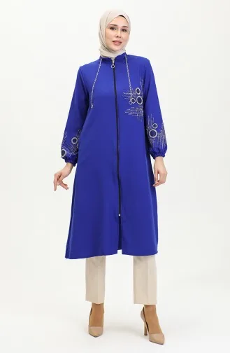Steinbedruckter Abaya Mit Reißverschluss 0411-02 Saks 0411-02