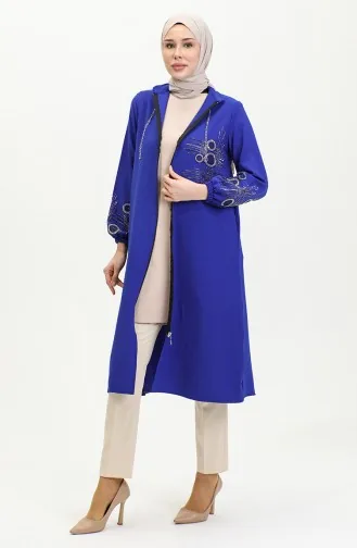 Steinbedruckter Abaya Mit Reißverschluss 0411-02 Saks 0411-02