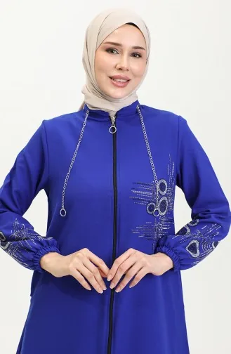 Steinbedruckter Abaya Mit Reißverschluss 0411-02 Saks 0411-02