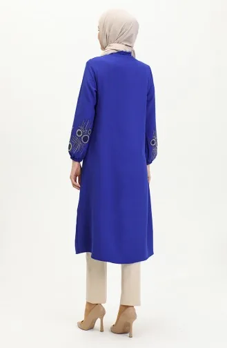 Steinbedruckter Abaya Mit Reißverschluss 0411-02 Saks 0411-02