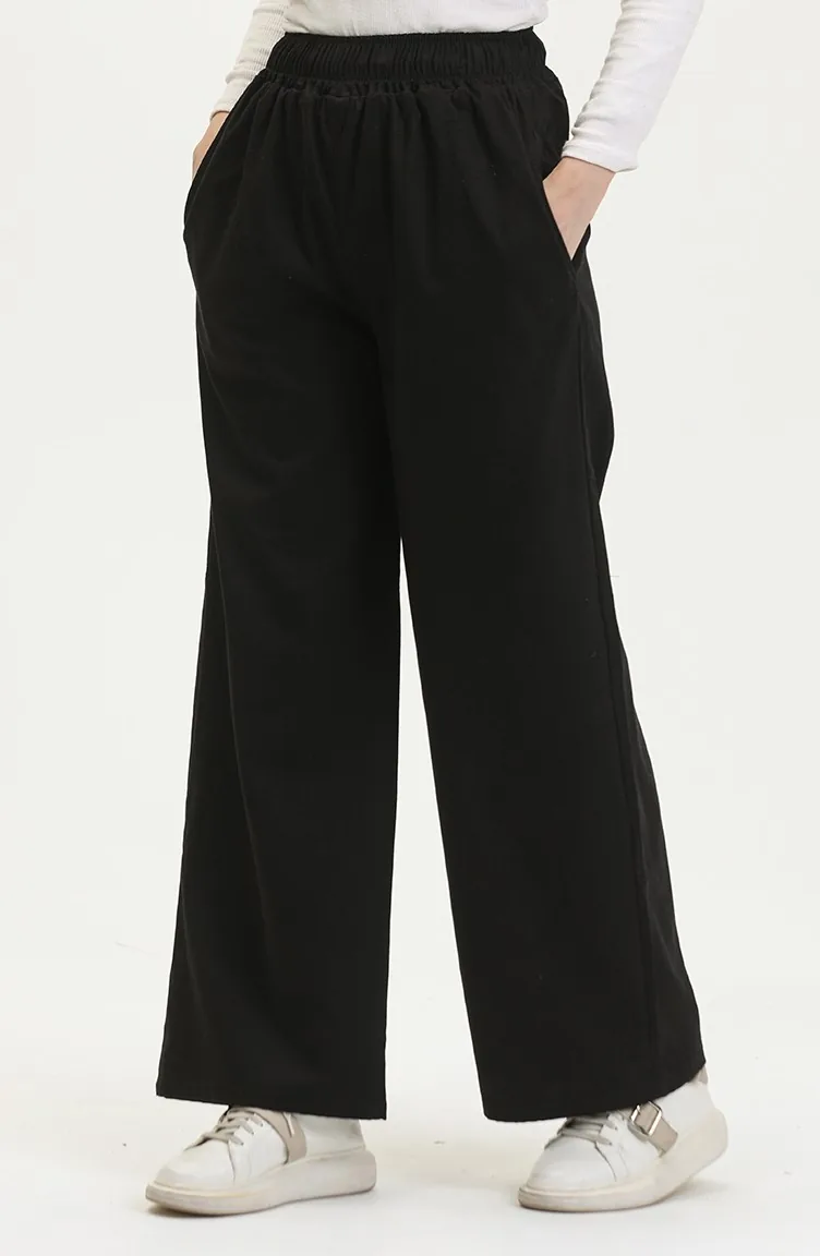 Jeanshose Mit Weitem Bein Und Elastischem Bund 8327-01 Schwarz 8327-01