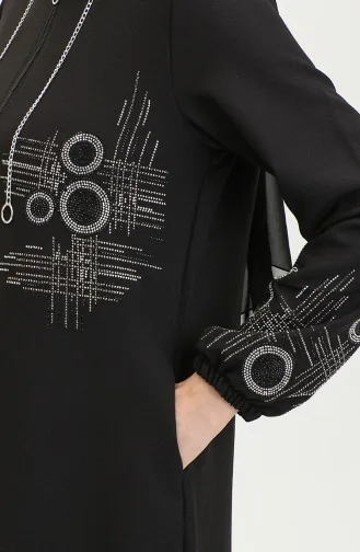 عباية بطبعة حجر بسحاب 0411-04 أسود 0411-04