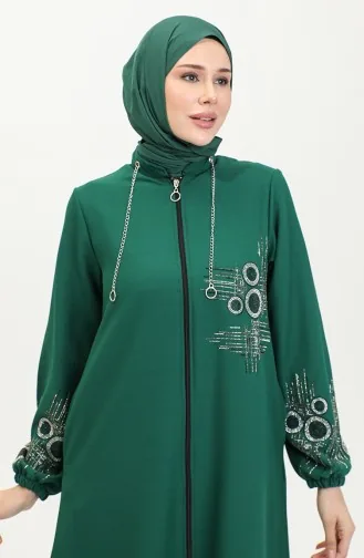 Taş Baskılı Fermuarlı Abiye Kap 0411-01 Zümrüt Yeşili