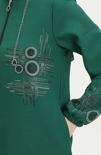 Taş Baskılı Fermuarlı Abiye Kap 0411-01 Zümrüt Yeşili