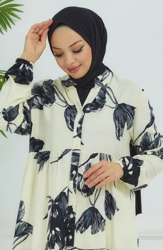 Robe A Motifs Fleurs 4094-01 Ecru 4094-01