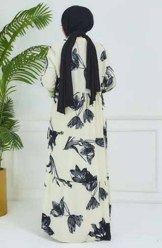Robe A Motifs Fleurs 4094-01 Ecru 4094-01