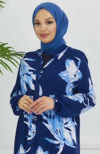 Robe à Motifs Fleurs 4094-02 Bleu Marine 4094-02