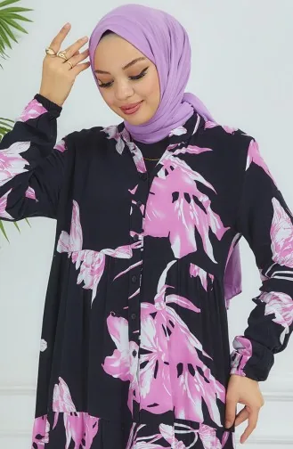 Robe à Motifs Fleurs 4094-05 Noir Violet 4094-05