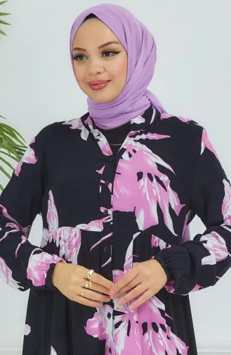 Robe à Motifs Fleurs 4094-05 Noir Violet 4094-05