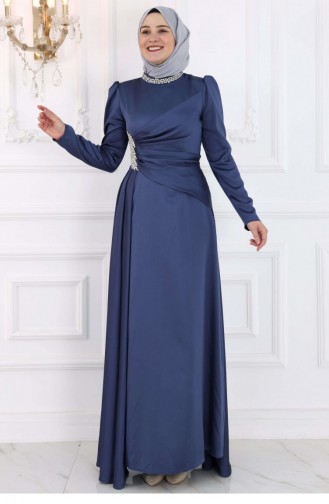 Amine Hüma Lara Hijab Abendkleid Indigo 3224
