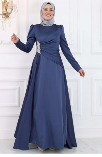 Amine Hüma Lara Hijab Abendkleid Indigo 3224