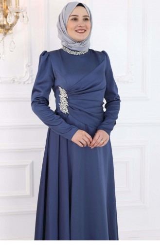 Amine Hüma Lara Hijab Abendkleid Indigo 3224