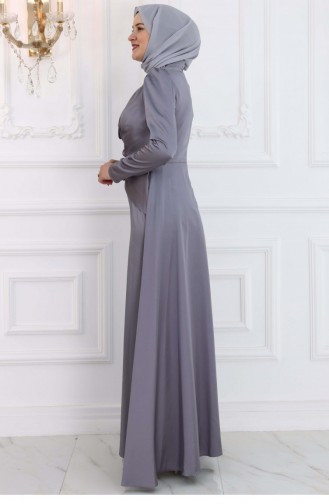 Amine Hüma Lara Hijab Abendkleid Grau 3225