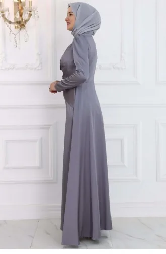 Amine Hüma Lara Hijab Abendkleid Grau 3225