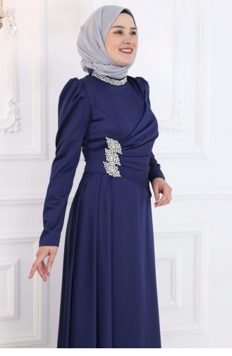 Amine Hüma Lara Hijab Abendkleid Marineblau 3228
