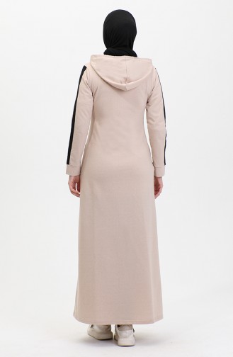 Bird Eye Stripe Detail Sports Abaya 2043-06 Beige 2043-06