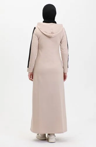 Abaya De Sport Détail Rayure Oeil D`Oiseau 2043-06 Beige 2043-06